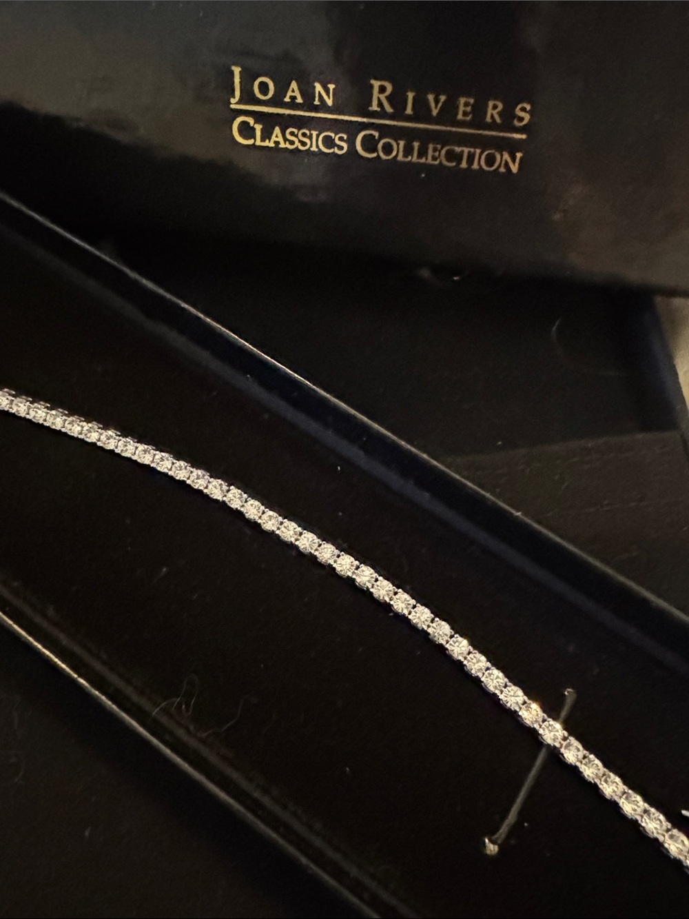 New In Box Joan Rivers Clear Stone Silver-Tone Tennis Bracelet